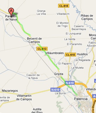 Mapa de carreteras Palencia-Paredes